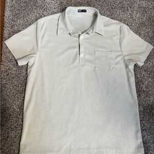Romwe Men’s Size Large Textured Tan Polo Style Shirt Short Sleeve